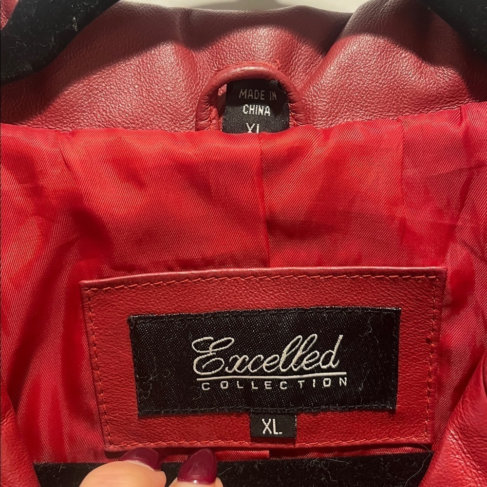 EXCELLED 100% genuine Leather coat Burgundy/Wine Red Jacket blazer oversized - Picture 2 of 8